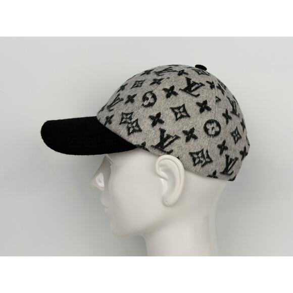 Louis Vuitton Carry On Cap Black Grey Wool Monogram M7210M Size M main image 5